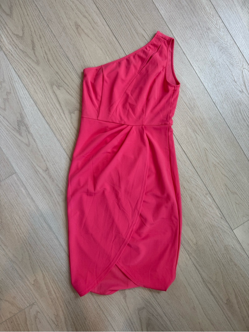 One-Shoulder Pink Sheath Dress with Tulip Skirt
